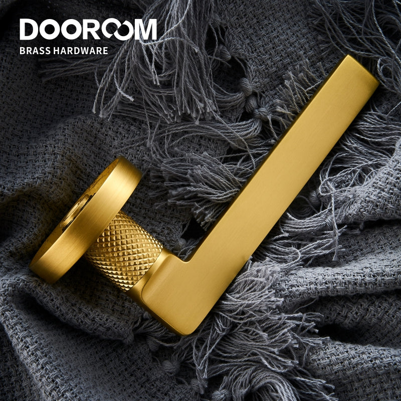Dooroom Brass Door Lever Mute Black Gold Interior Bedroom Bathroom Wood Door Lock Set Dummy Handle Knob DOOROOM