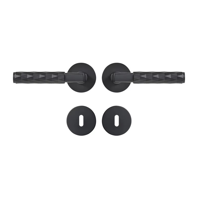 Dooroom Brass Door Lock Set Modern Black Nickel Hammered Interior Bedroom Bathroom Double Wood Door Lever Dummy Privacy Passage DOOROOM