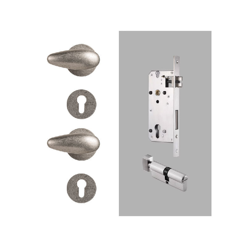 Dooroom Brass Door Lock Set Minimalist Ancient Silver Interior Bedroom Bathroom Dummy Privacy Passage Hidden Door Lock DOOROOM