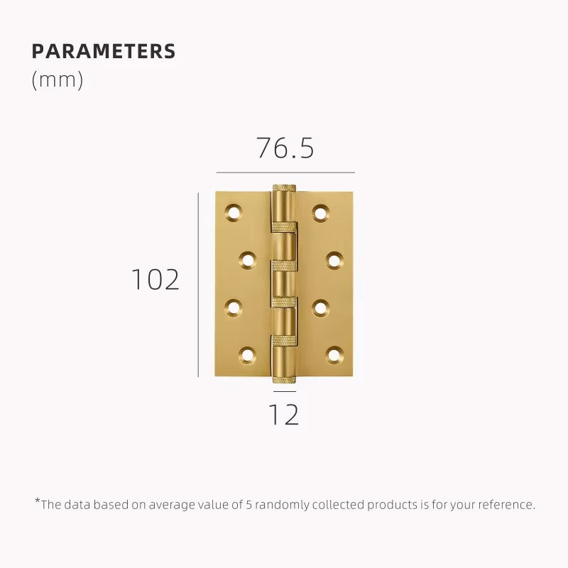 Dooroom Brass Knurled Door Hinges Free Slot Smoothly Thickening Mute Door Hinges 4 Inch 5 Inch DOOROOM