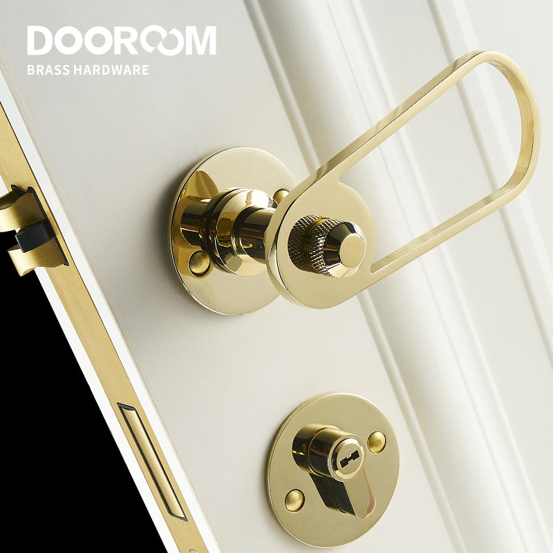 DOOROOM Brass Door Lever Value Magnetic Mute Black Gold Color Ultra Modern Designer Interior Door Lock Handle Brass DOOROOM