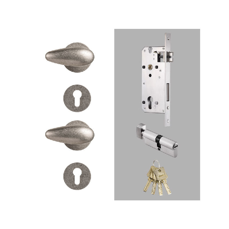 Dooroom Brass Door Lock Set Minimalist Ancient Silver Interior Bedroom Bathroom Dummy Privacy Passage Hidden Door Lock DOOROOM