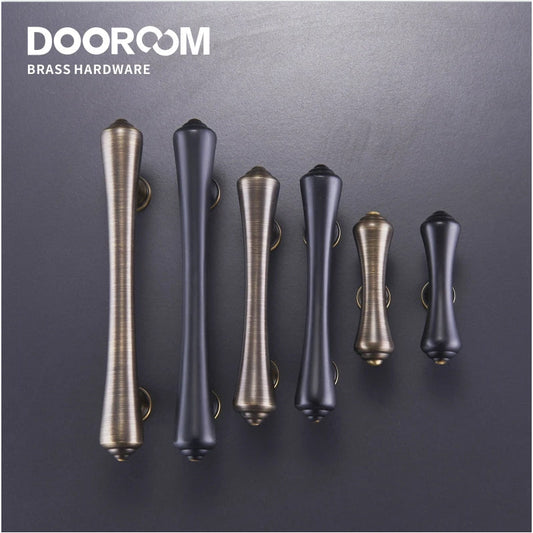 Dooroom Brass Furniture Handles Pastoral Cupboard Wardrobe Dresser Cabinet Drawer Shoe Box Mediterranean Black Pulls Knobs DOOROOM