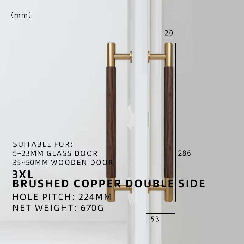 Dooroom Antique Brass Door Double Single Sided Stripe Linear Pull Bar Walnut Wood Gate Glass Door Shower Room Handles DOOROOM