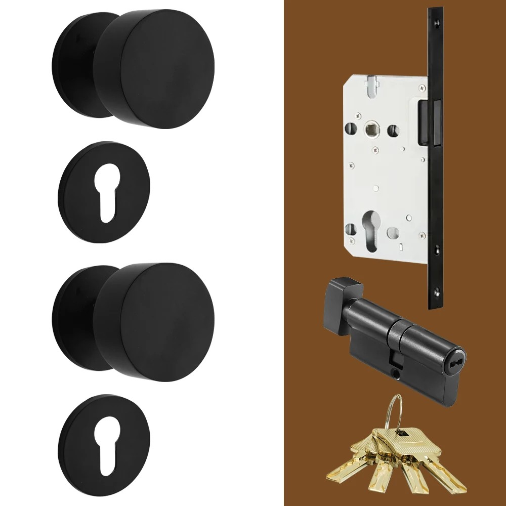 Dooroom Brass Door Lock Set Modern Brass Black Nickel Interior Bedroom Bathroom Double Wood Door Lever Set Dummy Handle Passage DOOROOM