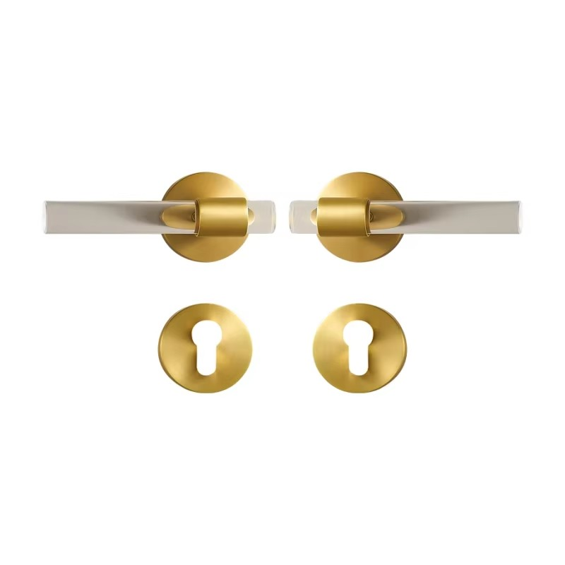 Dooroom Brass Acrylic Door Lock Set Modern Interior Bedroom Bathroom Double Wood Door Lever Set Dummy Privacy Passage Lock Set DOOROOM