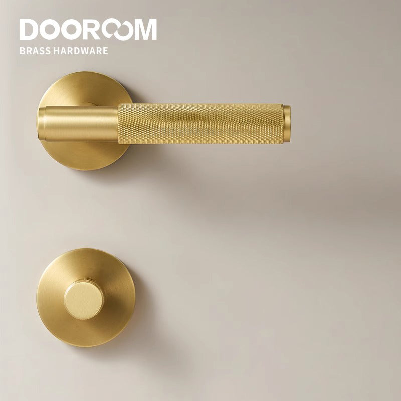 Dooroom brass knurled thumb turn key latch lever handle cylinder key escutcheon passage room lock DOOROOM