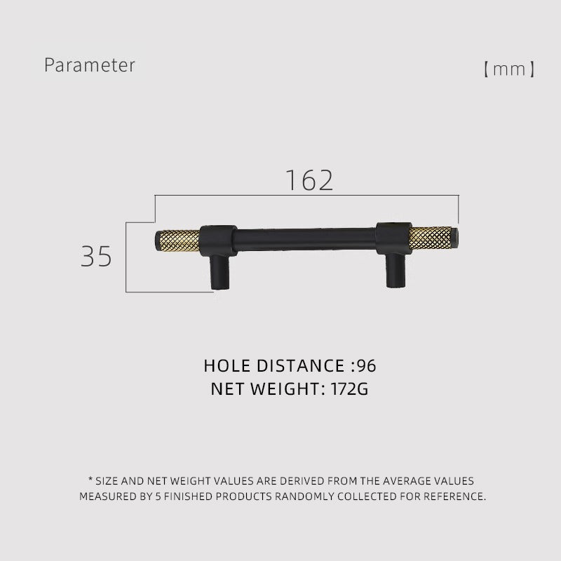 Dooroom Brass Furniture Handles T-bar Black Gold Knurled Textured Modern Italy Wardrobe Dresser Cupboard Cabinet Drawer Pulls DOOROOM