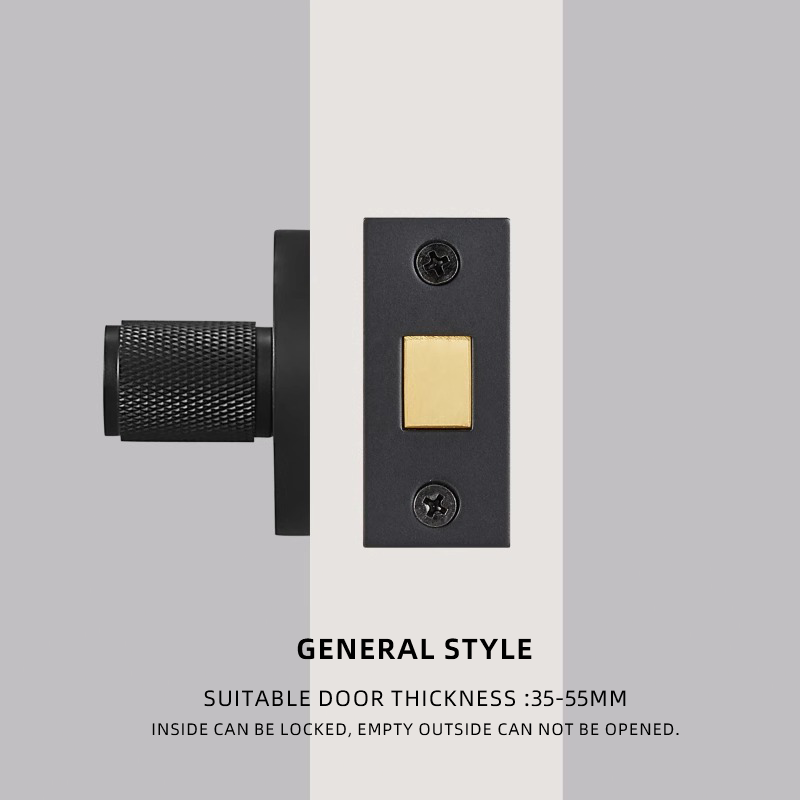 Dooroom Solid Brass Copper knob BK One Word Emergency Sliding Door Lock Copper Wire Black Bathroom Sliding Door Lock Copper DOOROOM