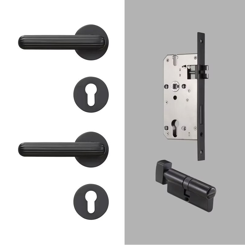 Dooroom Brass Door Lock Set Modern Simple European Interiror Bedroom Bathroom Double Wood Door Lever Set Dummy Handle Knob DOOROOM