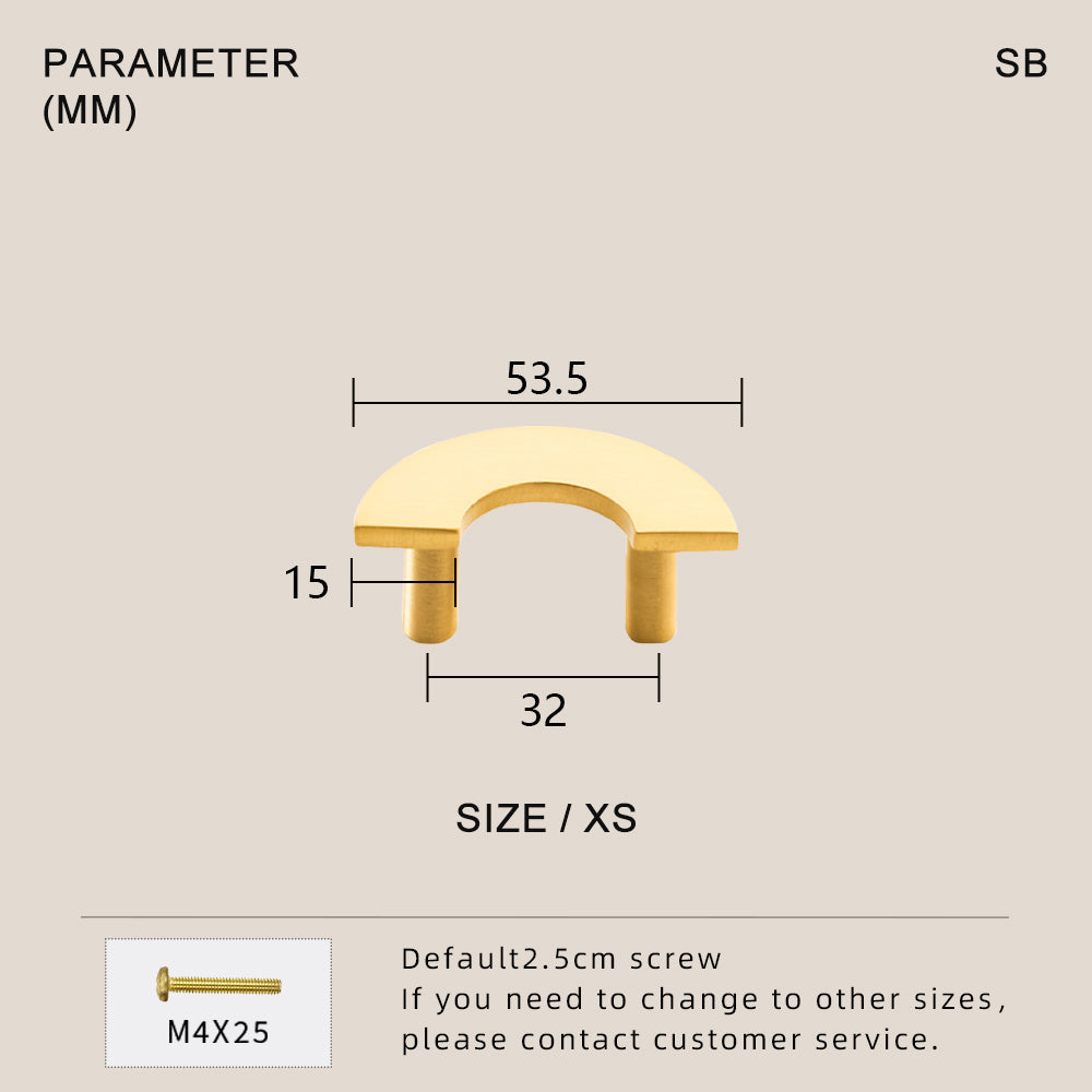 Dooroom Brass Furniture Handles Modern Light Luxury Semi Circle Pulls Wardrobe Dresser Cupboard Cabinet Drawer half moon Knobs DOOROOM