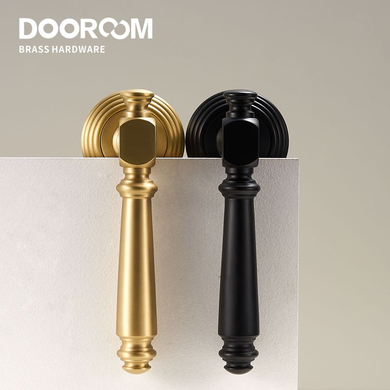 Dooroom Indoor Door Lock Brass Set Bedroom Bathroom Double Wood Door Lever Dummy Quiet Magnetic Suction Door Lock Household DOOROOM