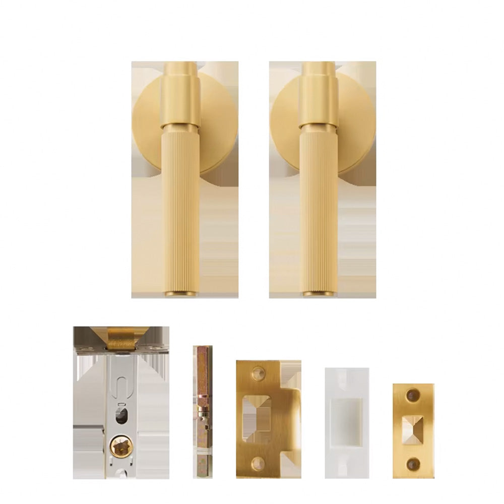 Dooroom US Standard for 2-1/8" Brass Privacy Passage Stripe Door Lock Set Gold Black Antique Bronze Optional Round Panel DOOROOM