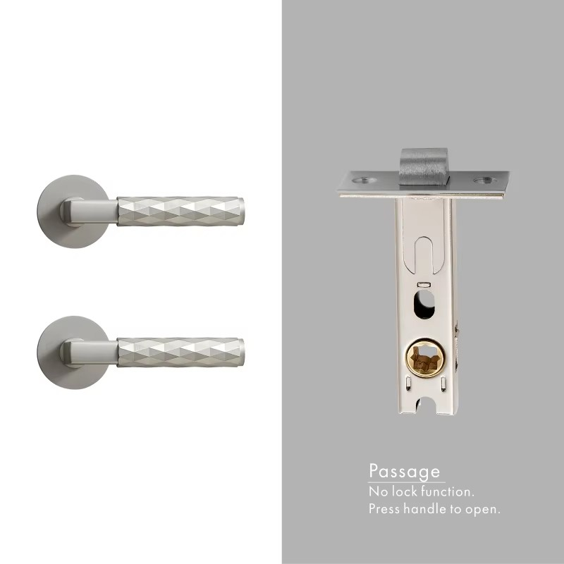 Dooroom Brass Door Lock Set Modern Black Nickel Hammered Interior Bedroom Bathroom Double Wood Door Lever Dummy Privacy Passage DOOROOM