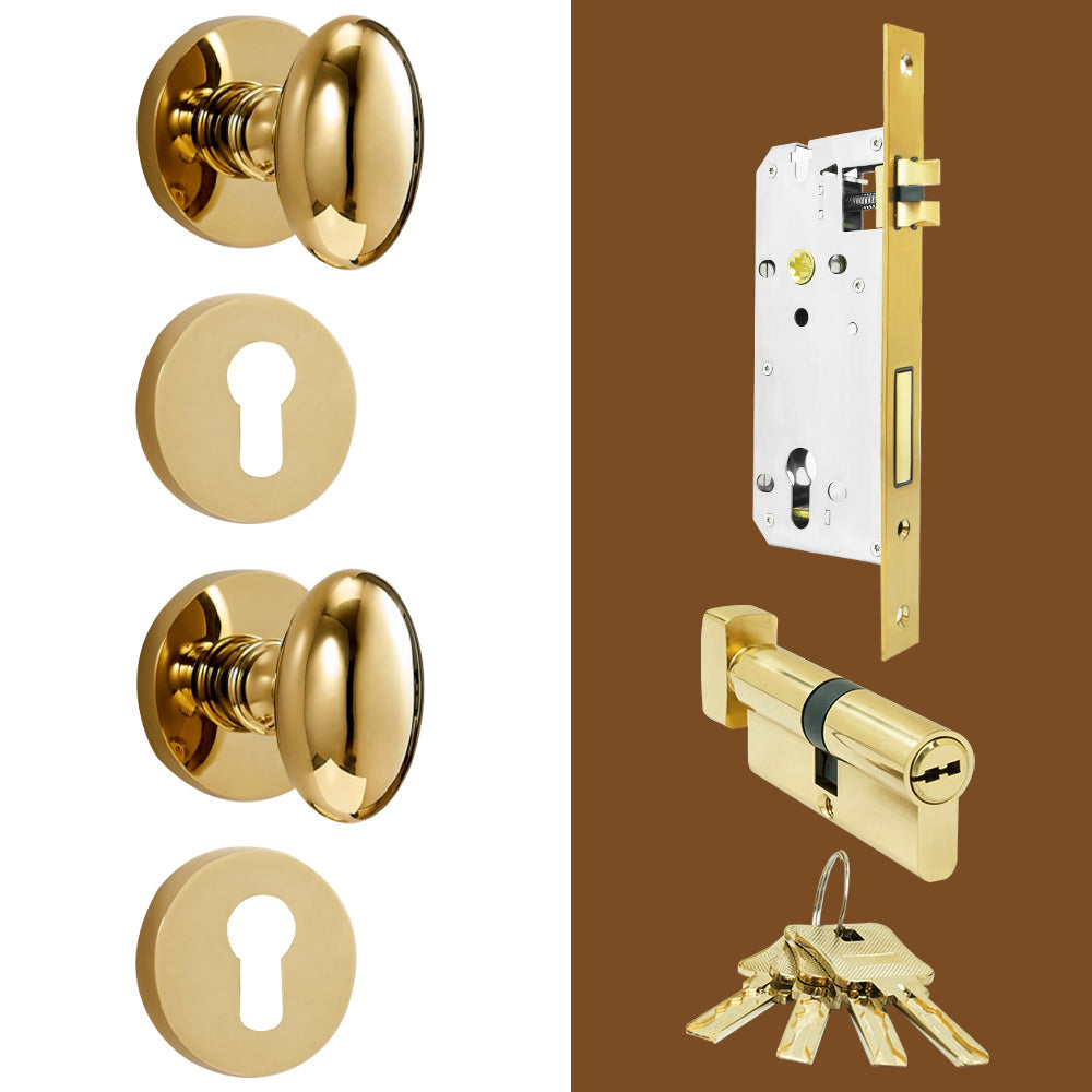 Dooroom Brass Door Lock Set Modern Shiny PVD Gold Interior Bedroom Bathroom Dummy Privacy Passage Hidden Door Lever Set DOOROOM
