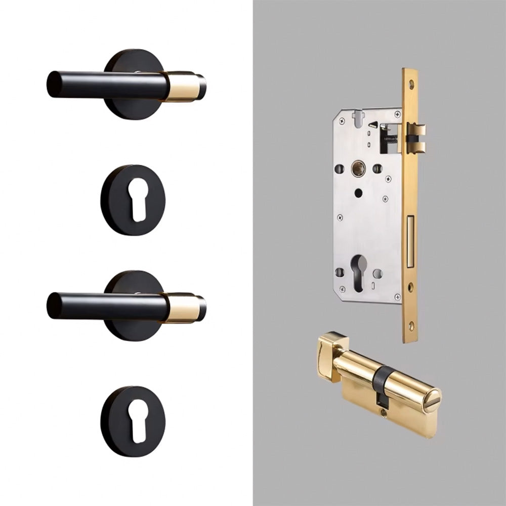 Dooroom Brass Lever Light Luxury Black Gold Modern Fashion Interior Room Bedroom Bathroom Solid Wood Door Lock Split Handle Knob DOOROOM