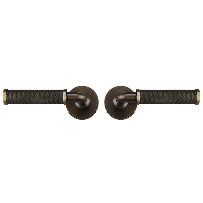 Dooroom Brass Knurled Door Lock Set Modern Interior Bedroom Bathroom Double Wood Door Lever Set Dummy Knob Privacy Passage Locks DOOROOM