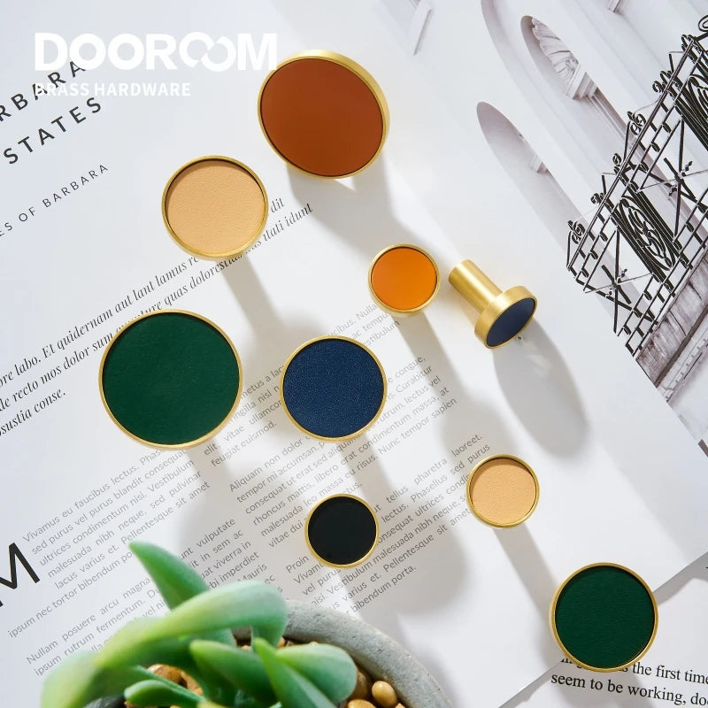 Dooroom Brass Leather Colorful Hooks Bathroom Indoor Kitchen Hallway Wall Clothes Hangers Wall Hangings Row Hooks DOOROOM