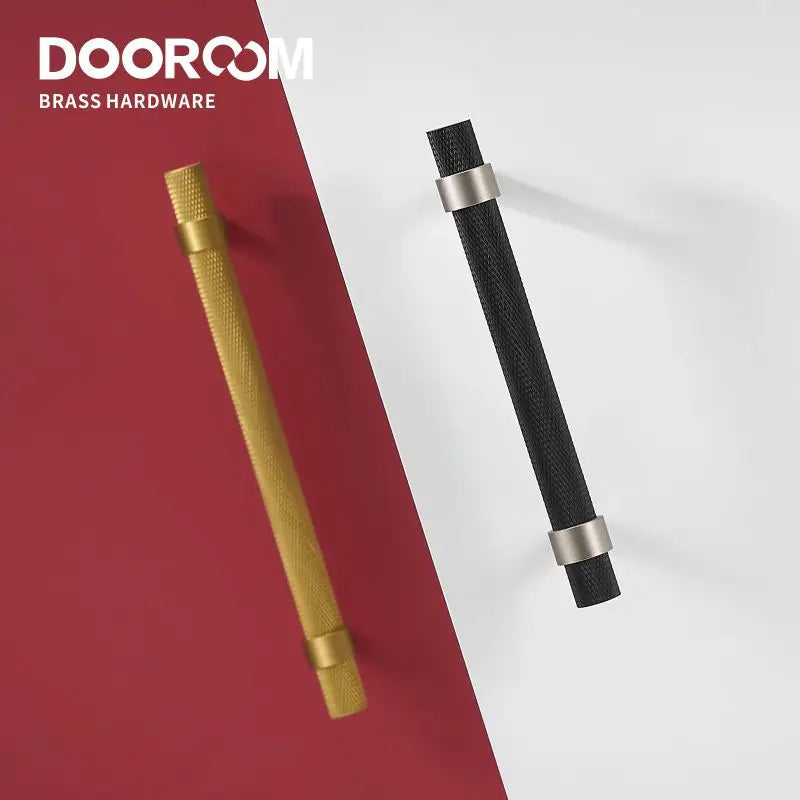 Dooroom Brass Knurled Furniture Handles Modern Matt Black Brass Silver Cupboard Wardrobe Dresser Shoe Box Drawer Cabinet Pulls DOOROOM