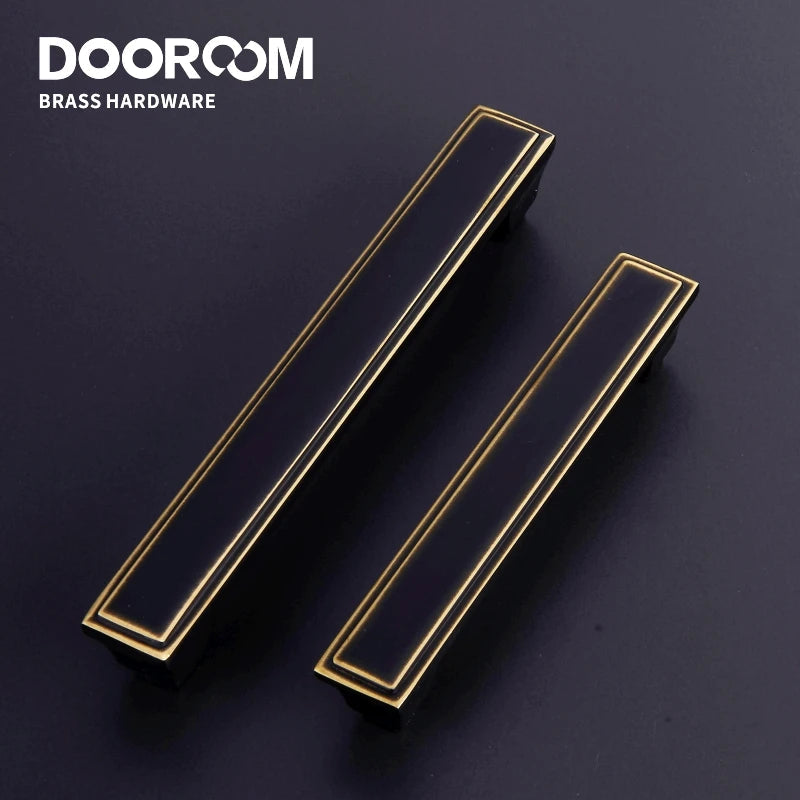 Dooroom Brass Furniture Handles Cupboard Wardrobe Dresser Cabinet Door European American Modern Chinese Black Pulls DOOROOM