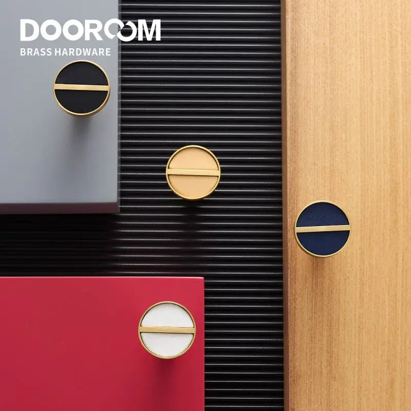 Dooroom Brass Genuine Leather Colorful Hooks Bathroom Indoor Kitchen Hallway Wall Clothes Hangers Wall Hangers Row Hooks DOOROOM