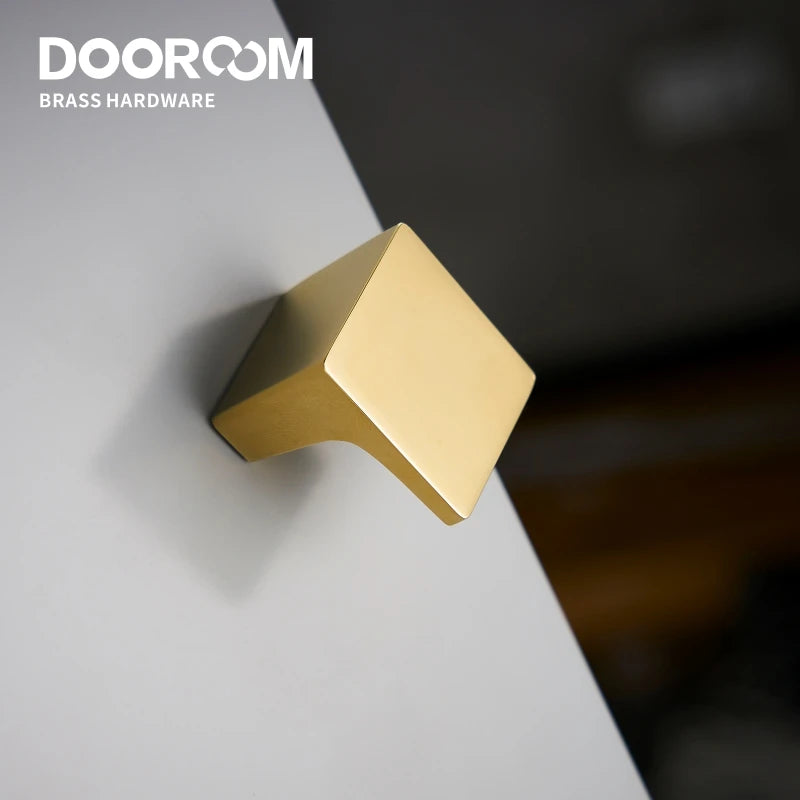 Dooroom Brass Furniture Handles Modern Nordic Wardrobe Dresser Cabinet Cupboard Drawer Knobs Shiny Gold PVD Pulls DOOROOM