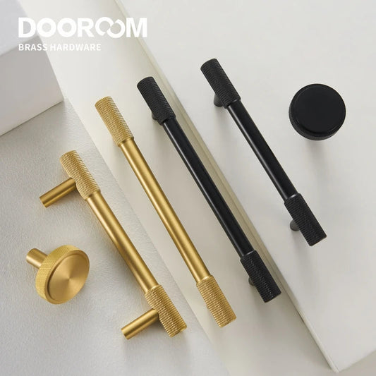 Dooroom Brass Knurling Furniture Handles Long Round Modern Pulls Cupboard Wardrobe Dresser Shoe Box Drawer Cabinet Wine Bar Knob DOOROOM