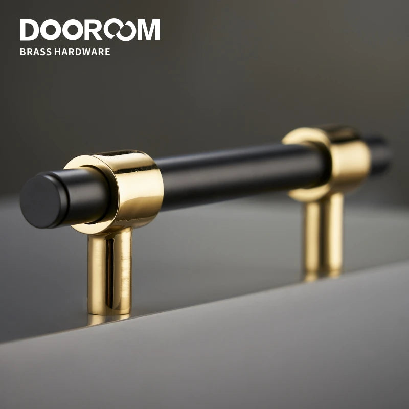 Dooroom Brass Furniture Handles Black Gold Light Luxury Modern Nordic Drawer Wardrobe Dresser Long Cabinet Knobs Pulls DOOROOM