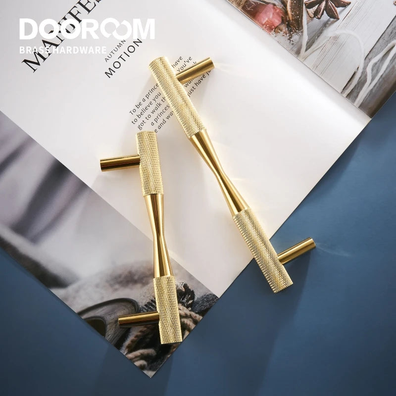 Dooroom Brass Furniture Handles Black Gold Exquisite Knurled Pulls Cupboard Wardrobe Dresser Shoe Box Drawer Cabinet Knobs  DOOROOM
