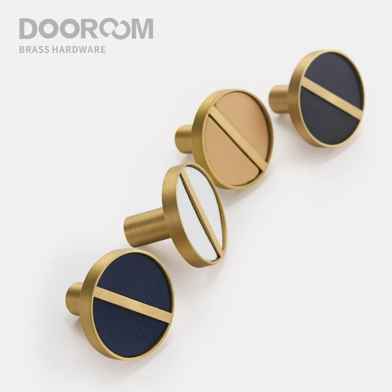 Dooroom Brass Genuine Leather Colorful Hooks Bathroom Indoor Kitchen Hallway Wall Clothes Hangers Wall Hangers Row Hooks DOOROOM