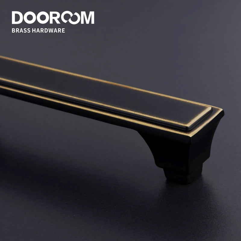 Dooroom Brass Furniture Handles Cupboard Wardrobe Dresser Cabinet Door European American Modern Chinese Black Pulls DOOROOM