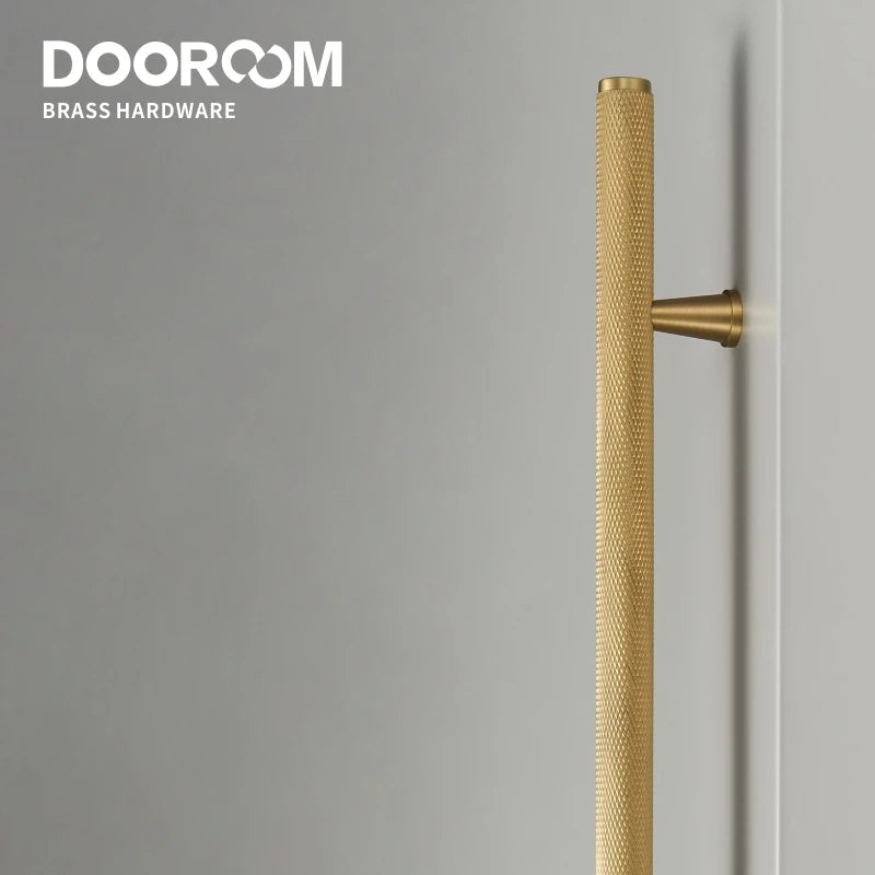 Dooroom Brass Long Furniture Handles Knurled  Wardrobe Dresser Cupboard Cabinet Drawer Refrigerator Door Pulls Knobs DOOROOM