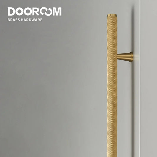 Dooroom Brass Long Furniture Handles Knurled  Wardrobe Dresser Cupboard Cabinet Drawer Refrigerator Door Pulls Knobs DOOROOM