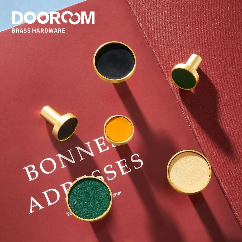 Dooroom Brass Leather Colorful Hooks Bathroom Indoor Kitchen Hallway Wall Clothes Hangers Wall Hangings Row Hooks DOOROOM