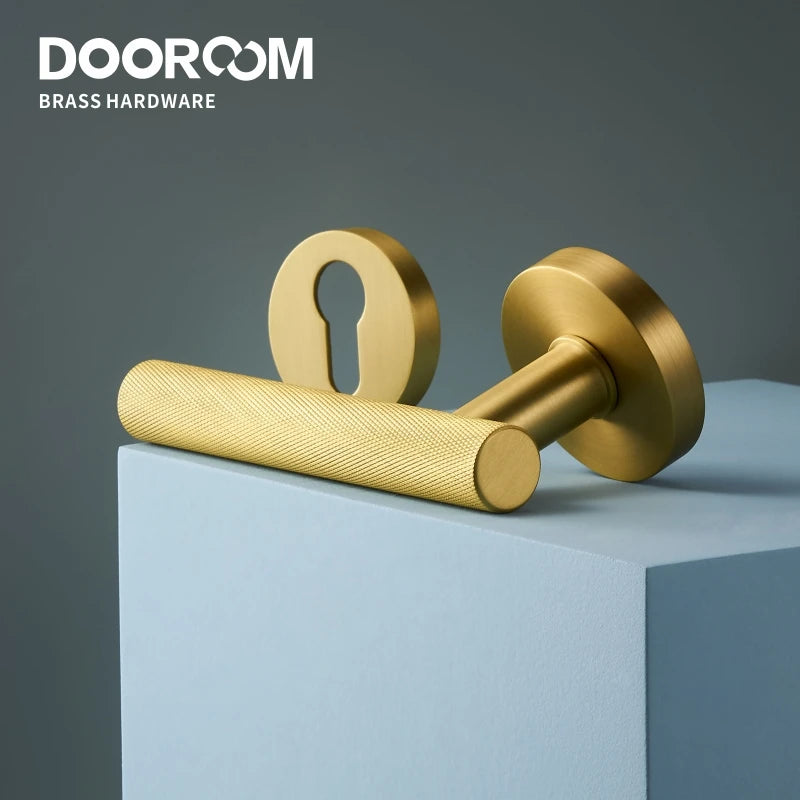 Dooroom brass knurled thumb turn key latch lever handle cylinder key escutcheon passage room lock DOOROOM