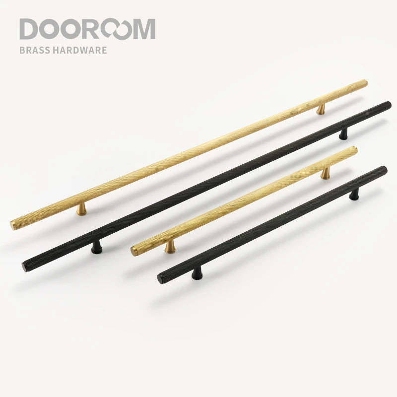 Dooroom Brass Long Furniture Handles Knurled  Wardrobe Dresser Cupboard Cabinet Drawer Refrigerator Door Pulls Knobs DOOROOM