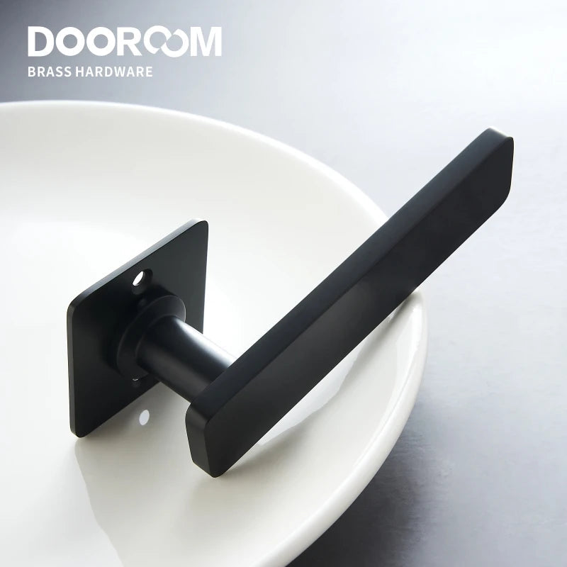 Dooroom Brass Door Lever Ultra-thin Mute Modern Black Gold Interior Bedroom Bathroom Wood Door Lock Set Split Handle Knob DOOROOM