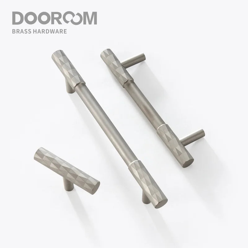 Dooroom Brass Furniture Handles Hammered Matt Brushed Nickel Cupboard Wardrobe Dresser Shoe Box Drawer Cabinet Round T bar Knobs DOOROOM