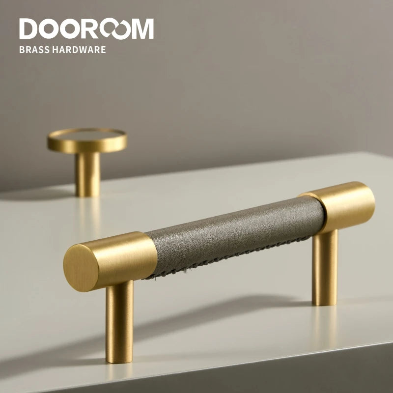 Dooroom New Leather Furniture Handles Light Luxury Grey Wardrobe Dresser Cupboard Cabinet Drawer Pulls Easy Maintenance DOOROOM