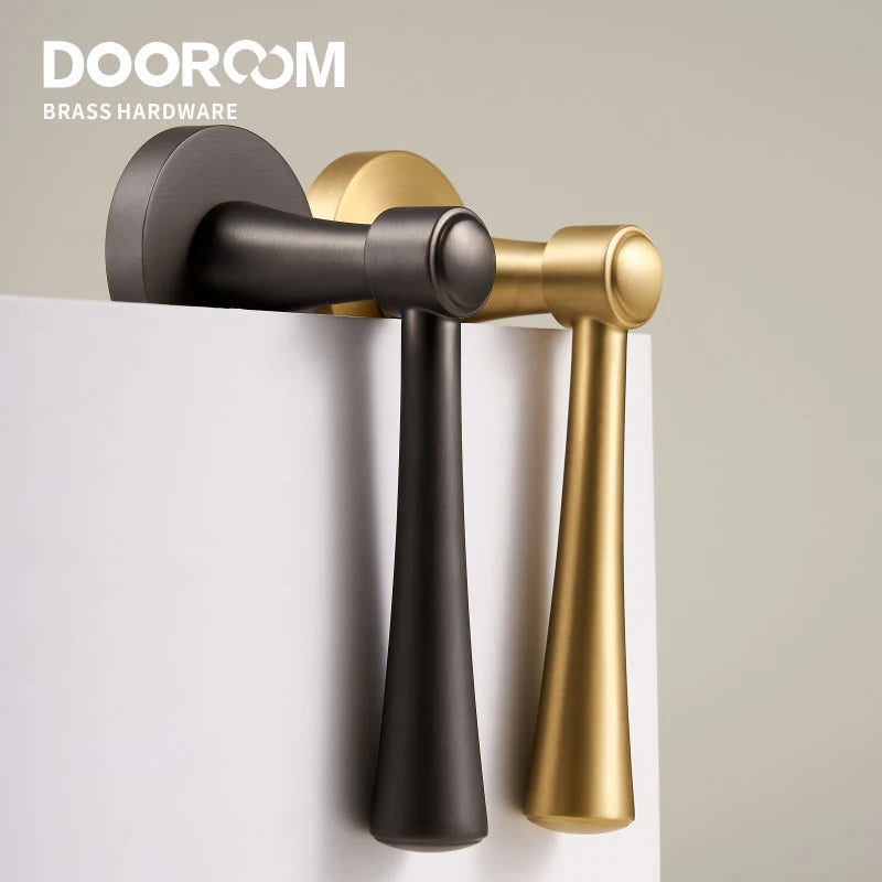 Dooroom Brass Door Lock Set Modern Light Luxury Interiror Bedroom Bathroom Double Wood Door Lever Set Dummy Handle Knob DOOROOM