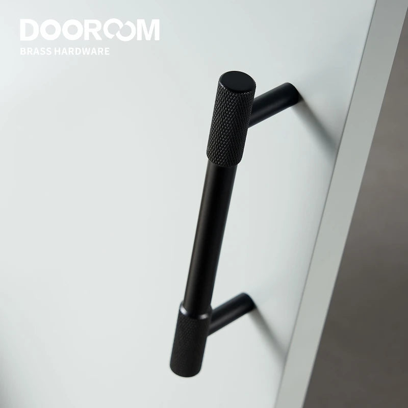 Dooroom Brass Knurling Furniture Handles Long Round Modern Pulls Cupboard Wardrobe Dresser Shoe Box Drawer Cabinet Wine Bar Knob DOOROOM