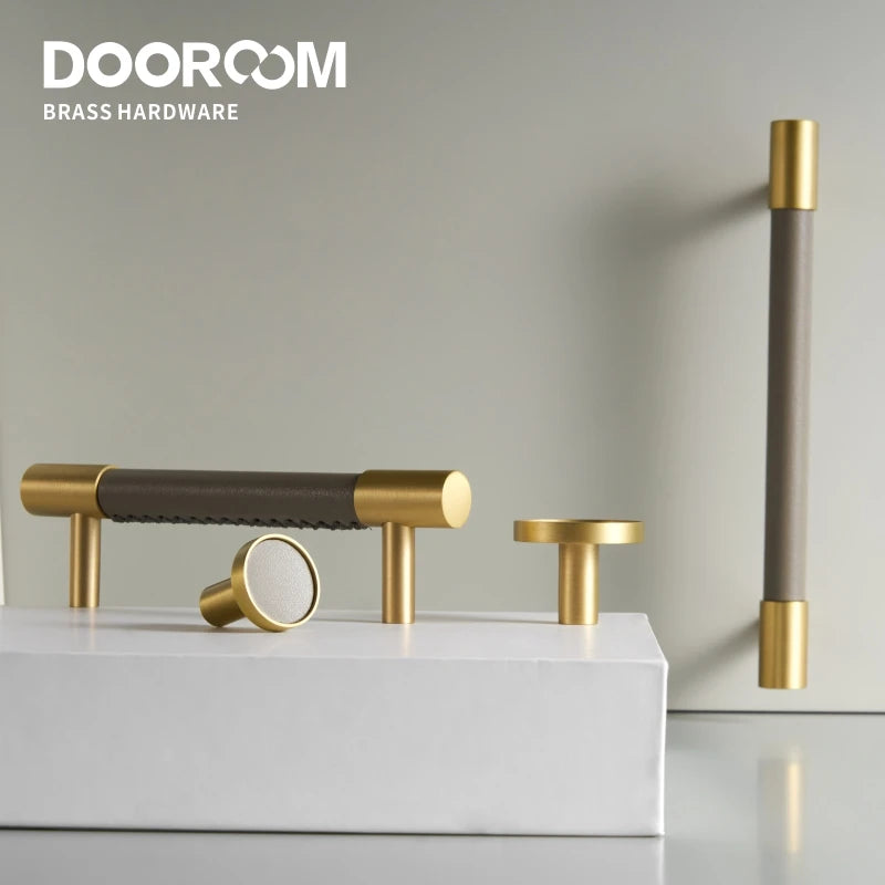Dooroom New Leather Furniture Handles Light Luxury Grey Wardrobe Dresser Cupboard Cabinet Drawer Pulls Easy Maintenance DOOROOM