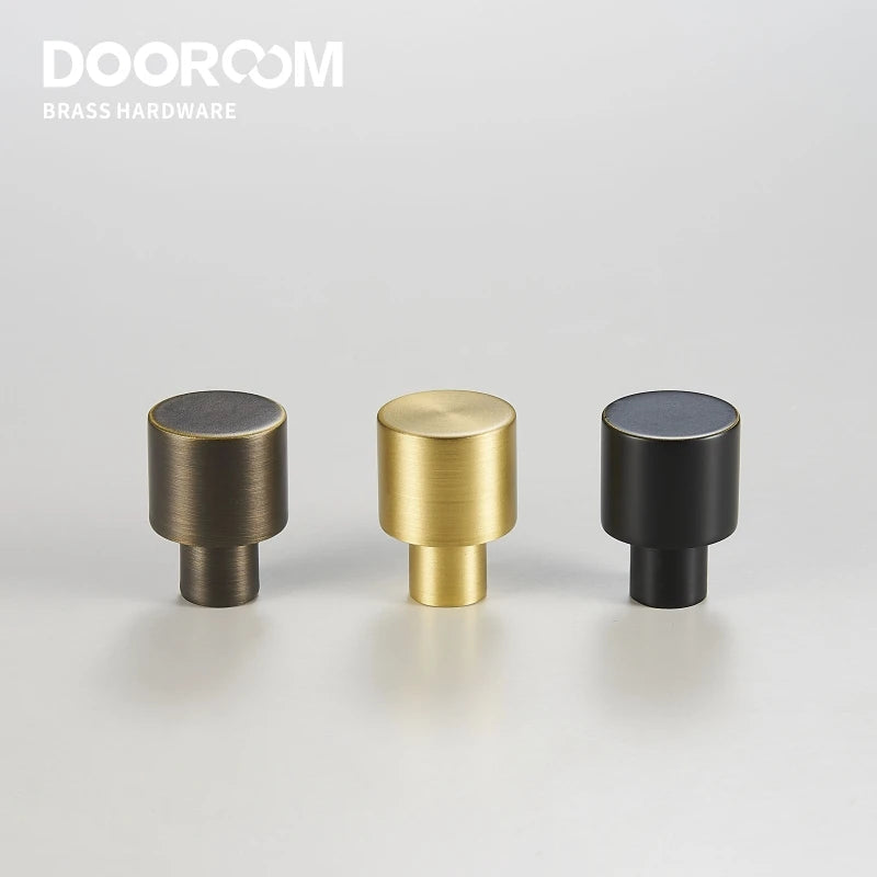 Dooroom Brass Furniture Handles Nordic Wardrobe Dresser Cupboard Cabinet Drawer Shoe Box Pulls Black Gold Bronze Cylinder Knobs  DOOROOM