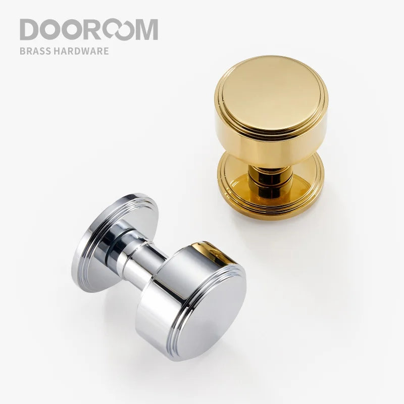 Dooroom Brass Door Lock Set PVD Shiny Gold Bright Chrome Interior Bedroom Bathroom Double Wood Door Lever Dummy Passage Privacy DOOROOM