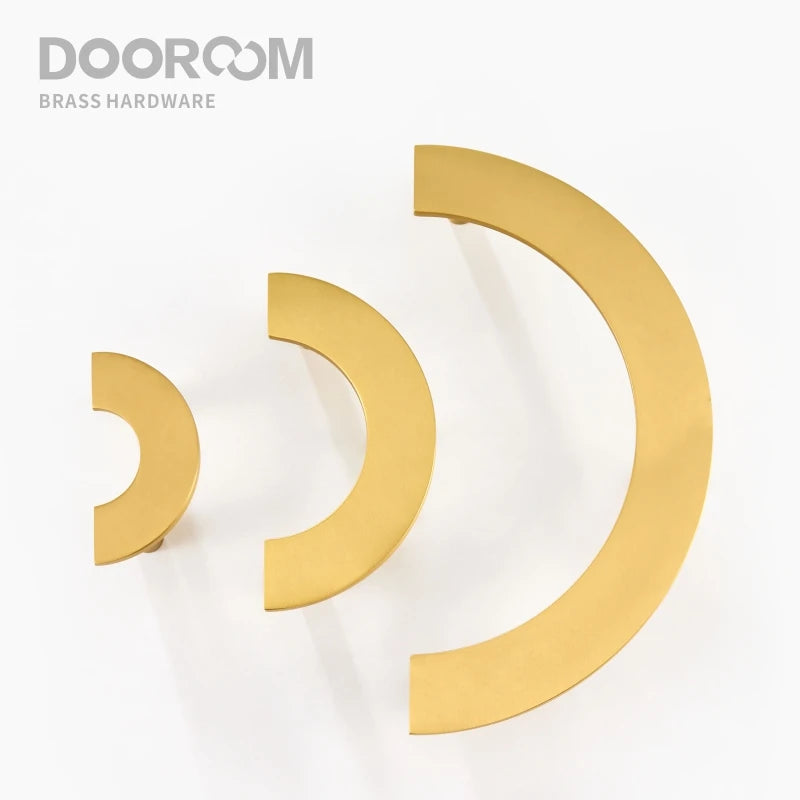 Dooroom Brass Furniture Handles Modern Light Luxury Semi Circle Pulls Wardrobe Dresser Cupboard Cabinet Drawer half moon Knobs DOOROOM