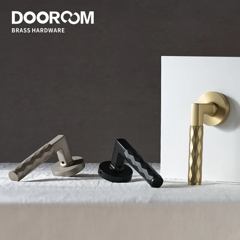 Dooroom Brass Door Lock Set Modern Black Nickel Hammered Interior Bedroom Bathroom Double Wood Door Lever Dummy Privacy Passage DOOROOM