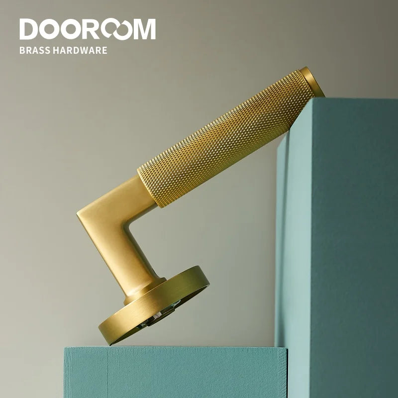 Dooroom thumbturn Knurled Brass Door Lock Set Modern Interior Bedroom Bathroom Wood Door Lever Set Dummy Privacy Passage Lock DOOROOM