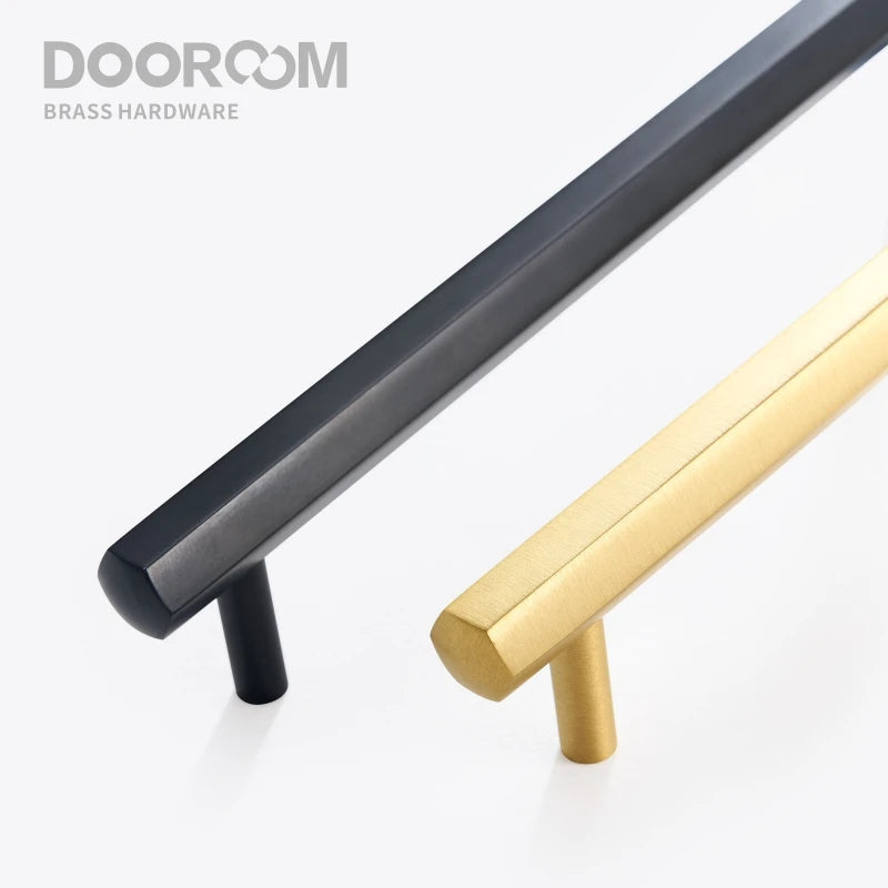 Dooroom Brass Hexagon Furniture Handles Long Modern Pulls Cupboard Wardrobe Dresser Shoe Box Drawer Cabinet Knobs DOOROOM