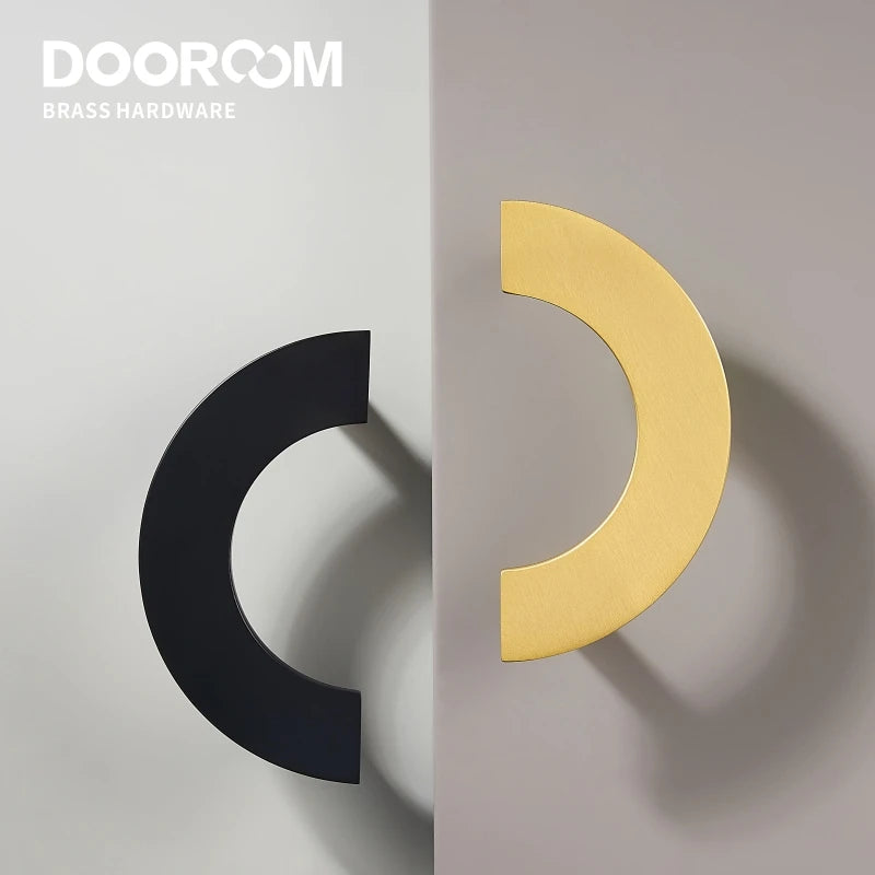 Dooroom Brass Furniture Handles Modern Light Luxury Semi Circle Pulls Wardrobe Dresser Cupboard Cabinet Drawer half moon Knobs DOOROOM