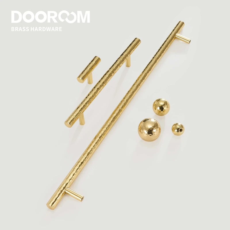 Dooroom Brass Hammered Furniture Handles Ball T Shaped And Long Pulls Cupboard Wardrobe Dresser Shoe Box Drawer Cabinet Knobs DOOROOM